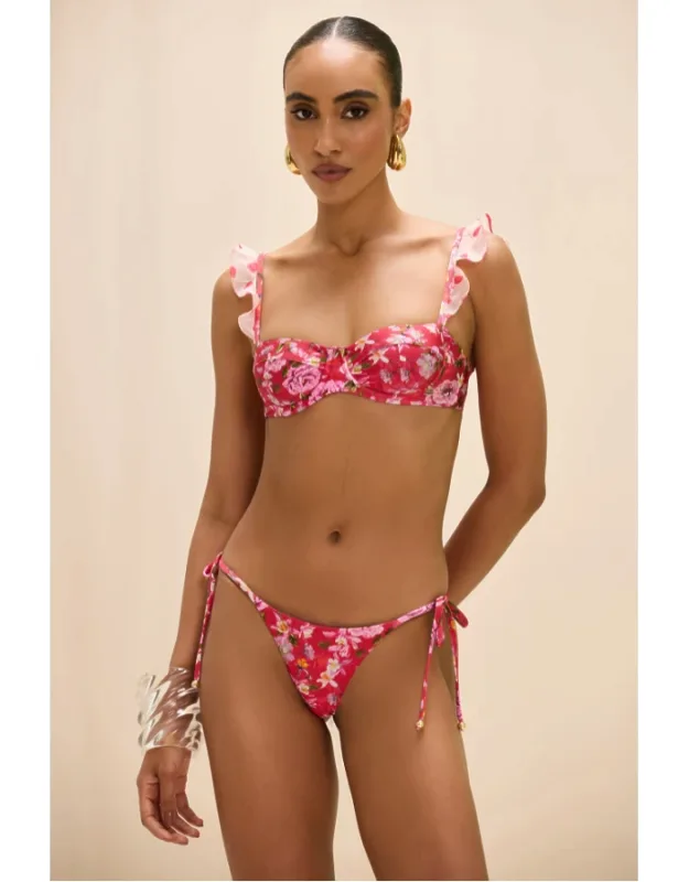 Peony Print Lycra Bikini Bottom