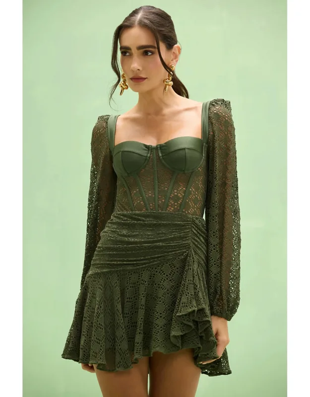 Mesh Long Sleeve Mini Dress