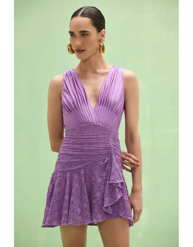 Mesh Plunge Mini Dress