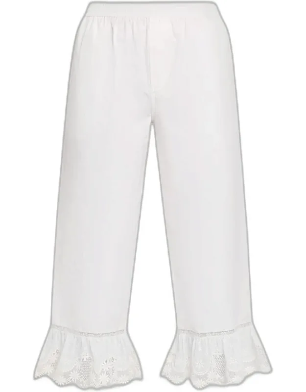 Broderie Anglaise Ruffle Straight-leg Crop Pants