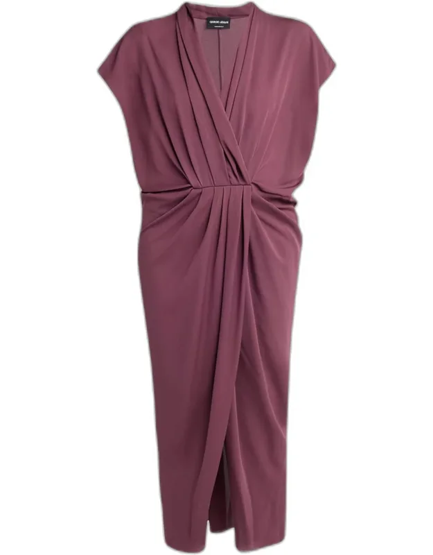 Draped Silk Midi Dress