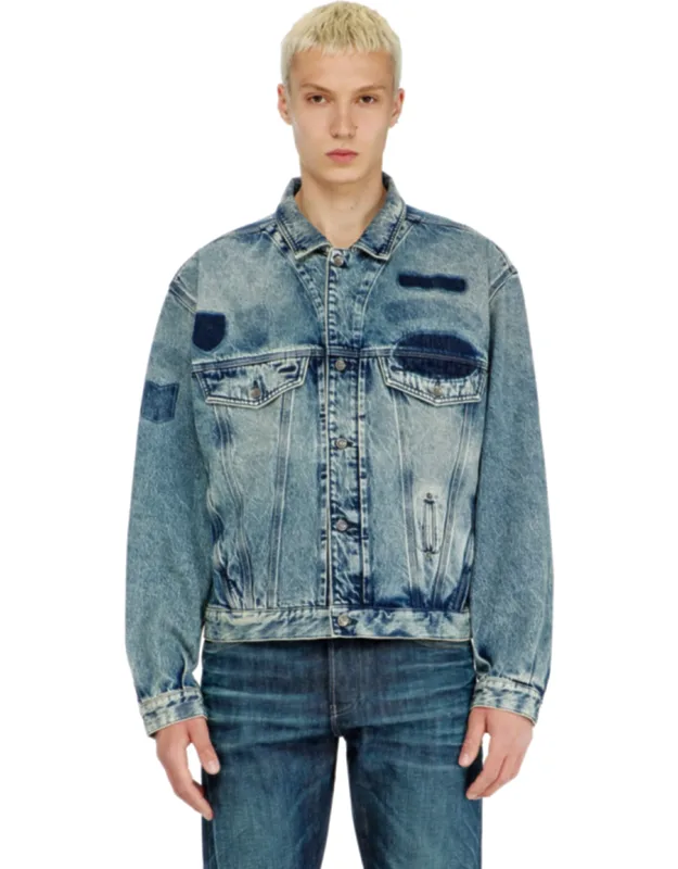 Trucker Jacket With Patch Effects