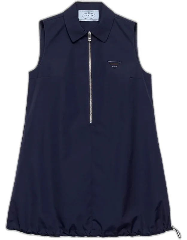 Sleeveless Cotton Drawstring Mini Polo Dress