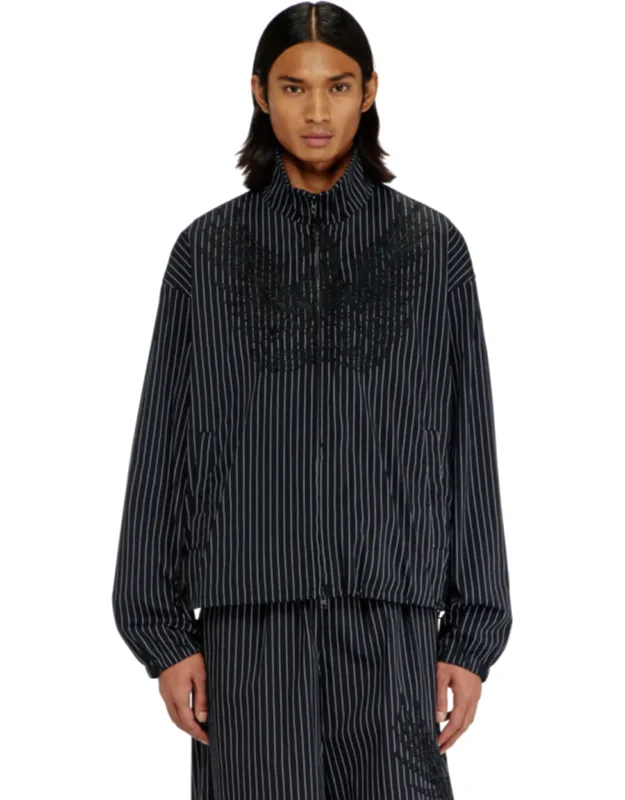 Nylon Pinstripe Jacket With Phoenix Embroidery