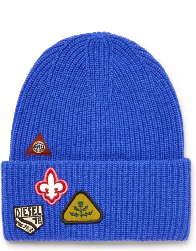 Wool Beanie With Logo Patches