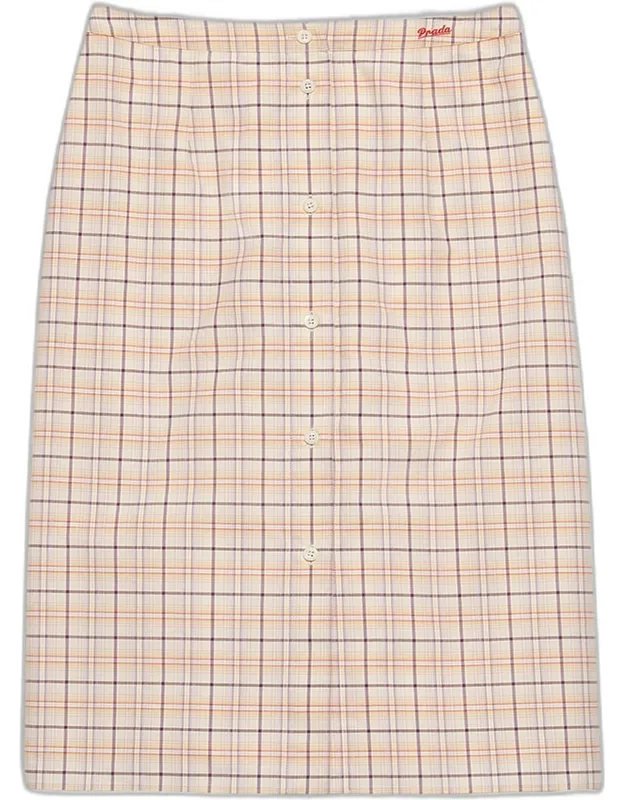 Check Drawstring Pencil Skirt