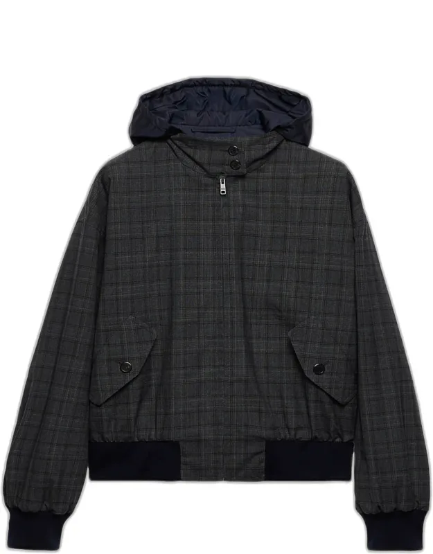 Checked Wool Jacket With Hood