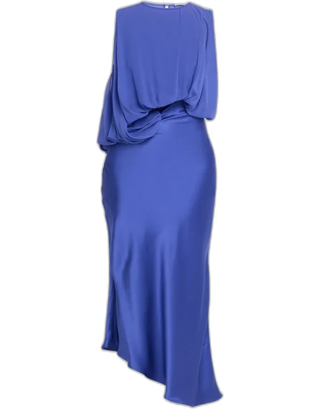 Cumulus Draped Sleeveless Midi Dress