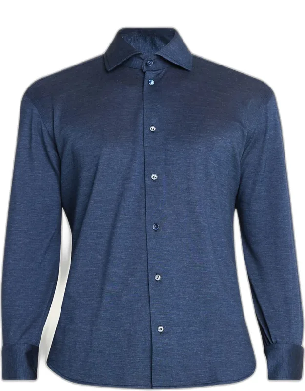 Silk And Cotton Pique Button-down Shirt