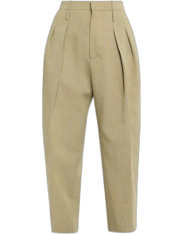 Double-pleated Wool Straight-leg Trousers