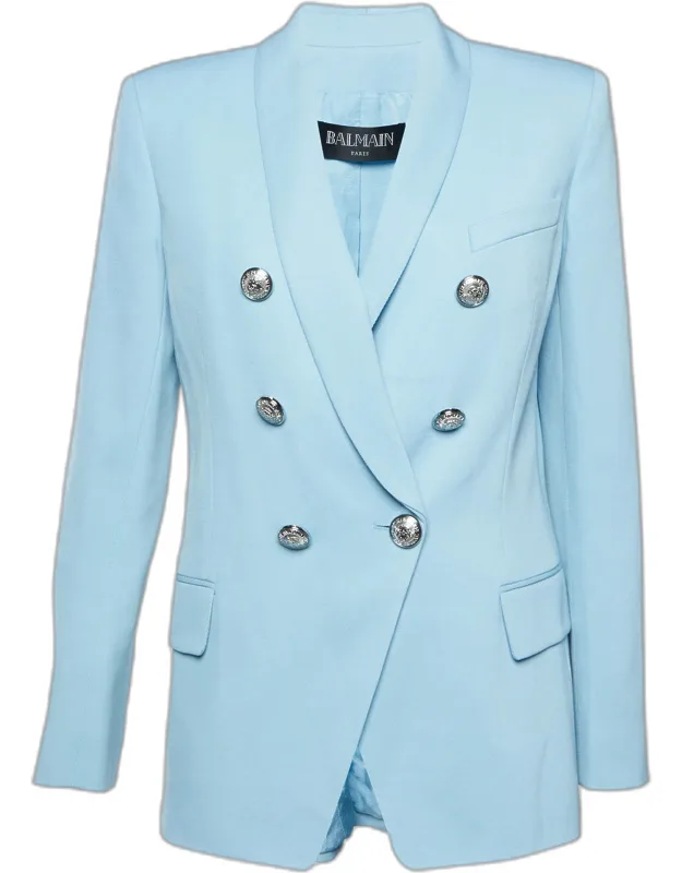 Light Blue Wool Double Breasted Blazer