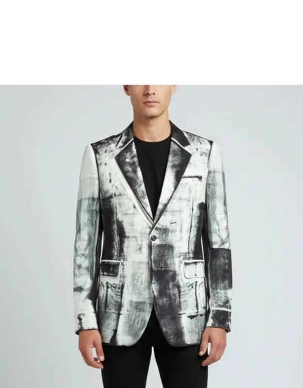 Satin Trompe-l'oeil Single Breasted Blazer