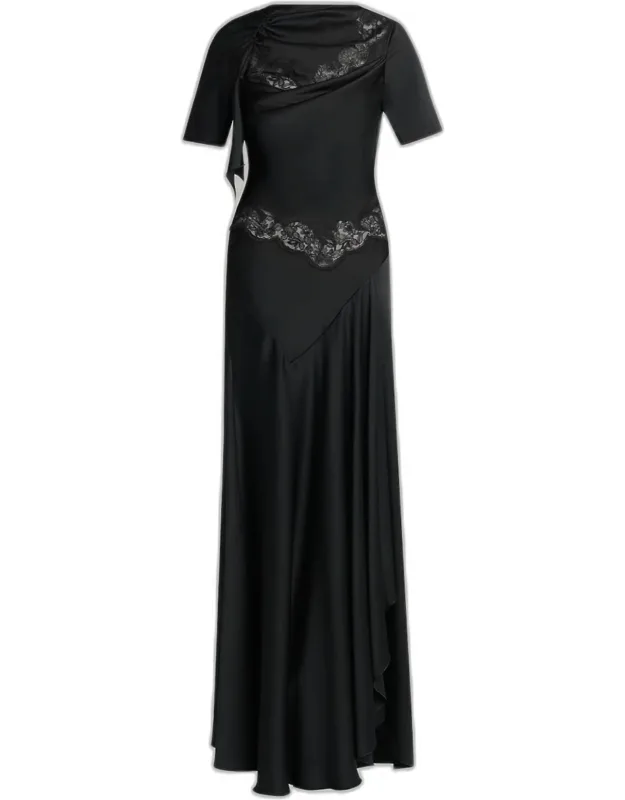 Draped Satin Evening Dress