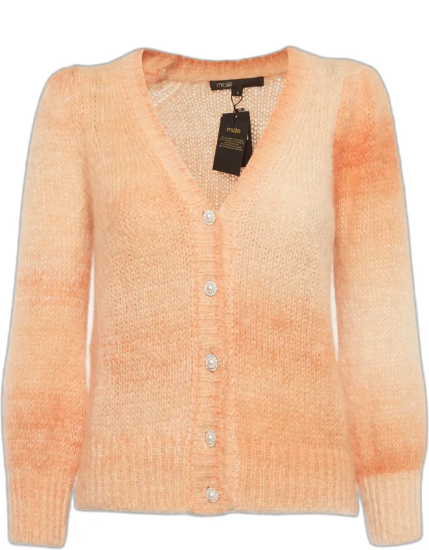 Mohair Wool Jewel Buttoned Cardigan