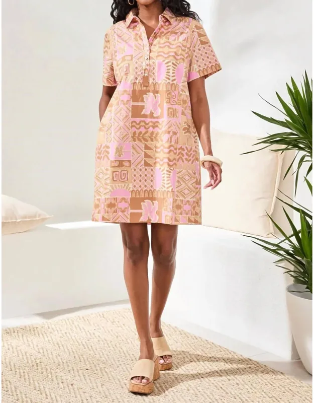 Tropical Print Poplin Shift Dress