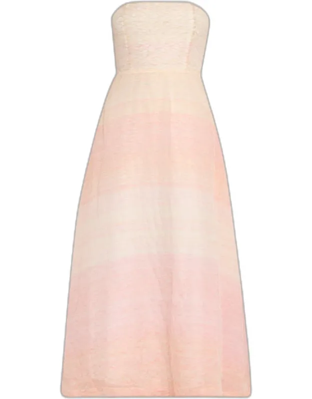 Odette Strapless Threaded Silk Midi Dress