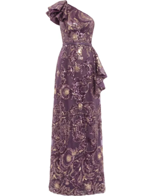 Ruffle Embroidered Long Dress