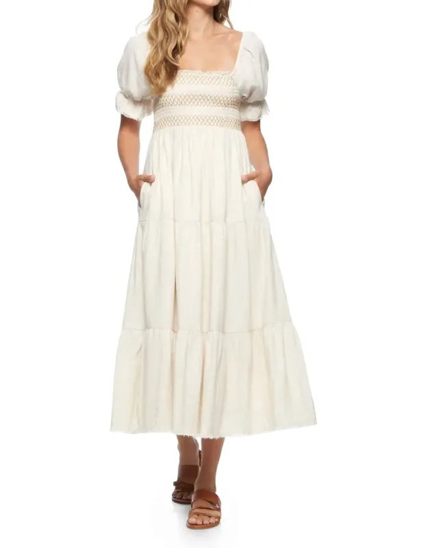 Smocked Bodice Midi Dress
