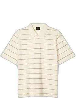 Ecru Stripe Cotton Polo Shirt