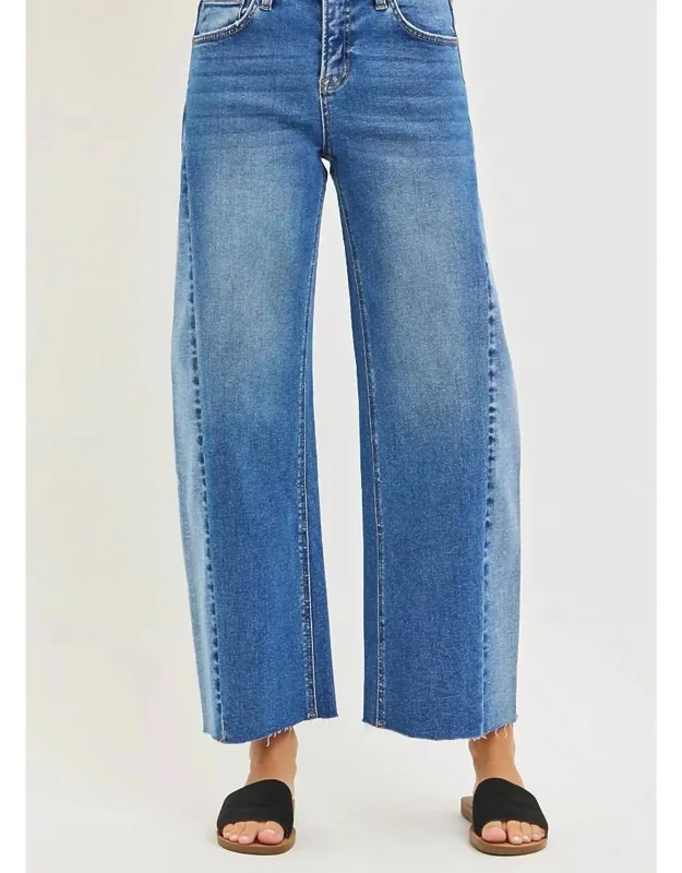 Slouchy Cropped Barrel Jeans With Contrast Wash