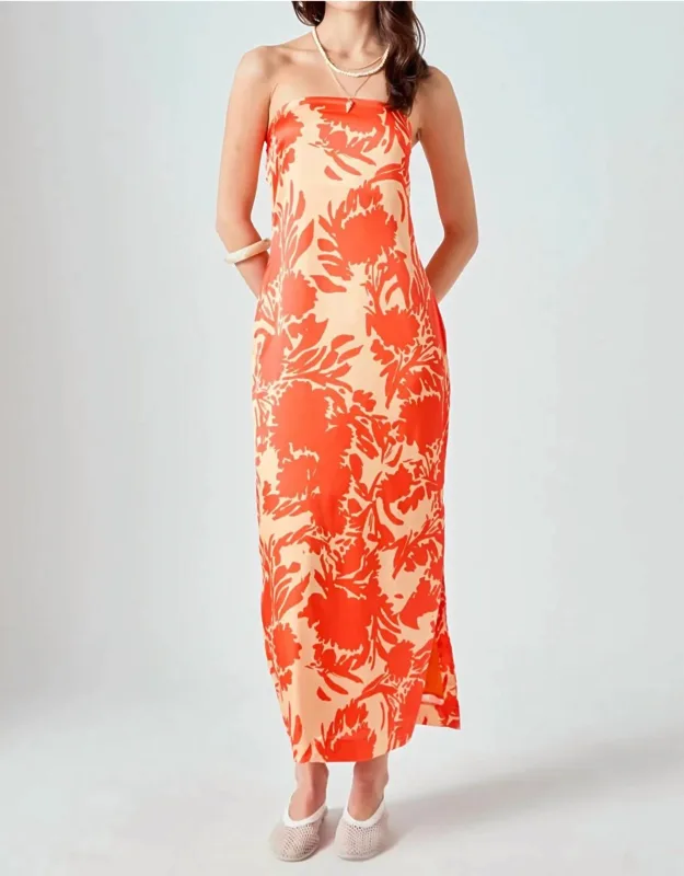Floral Satin Maxi Dress