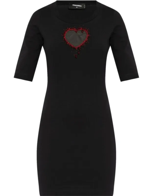 Fitted Cotton Heart Cutout Dress