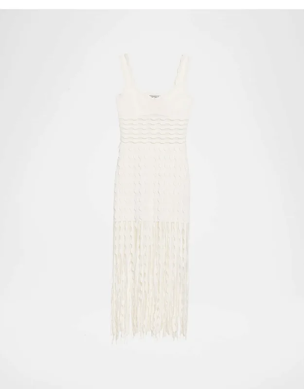 Scalloped Knit Midi Dress