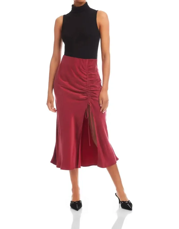 Shirred Midi Skirt