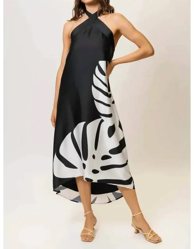 Karoline Dress With Halter Neckline And High-low Hemline