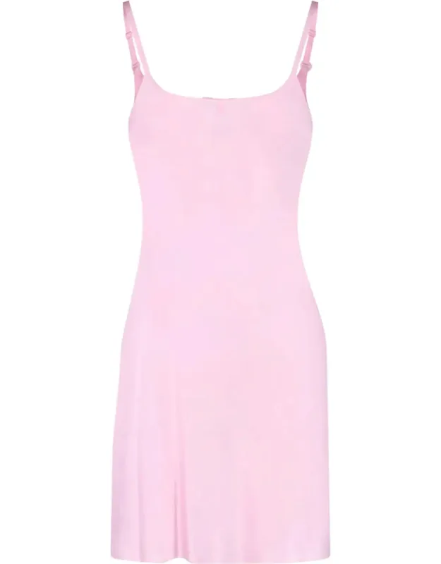 Silk Embroidered Logo Mini Dress