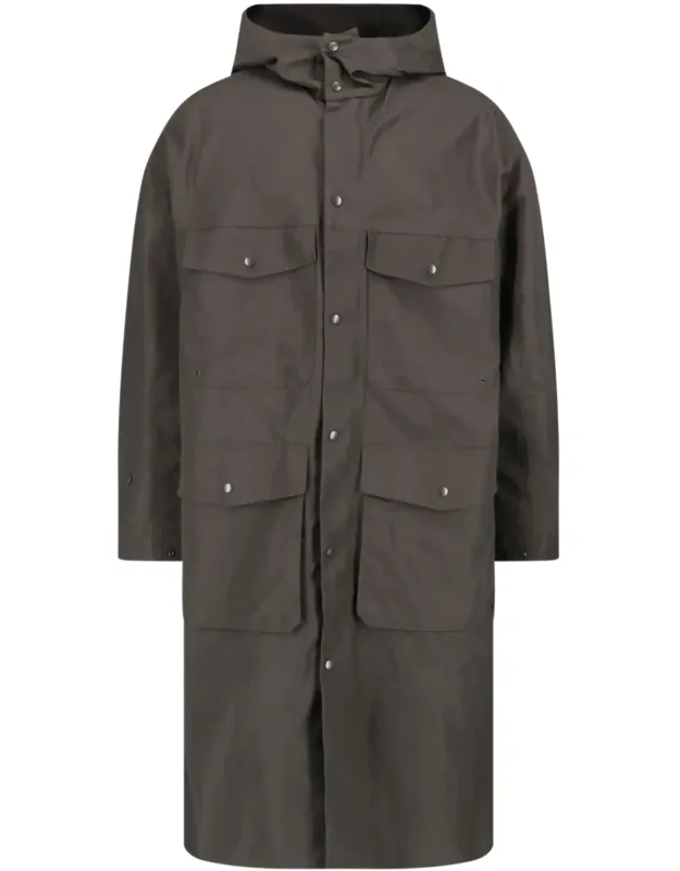 Long Straight Utilitarian Hooded Jacket