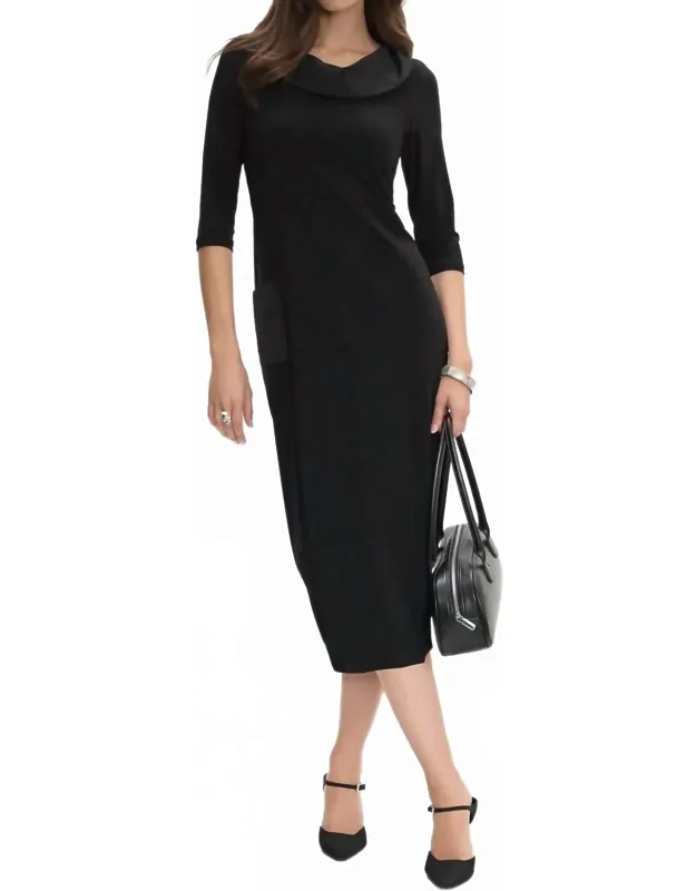 Silky Knit 3/4 Sleeve Cocoon Dress