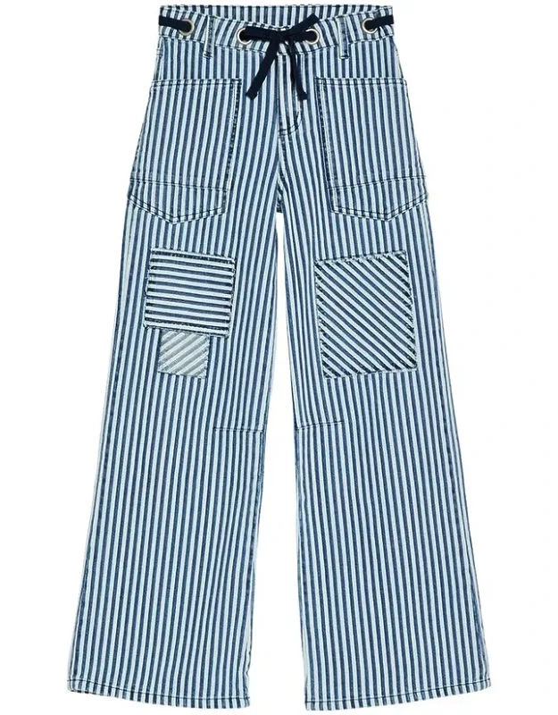 Grommet Waist Patched Wide Leg Pants