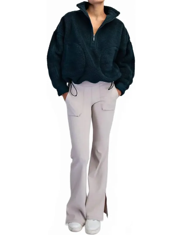 Sherpa Mock Neck Quarter Zip Jacket