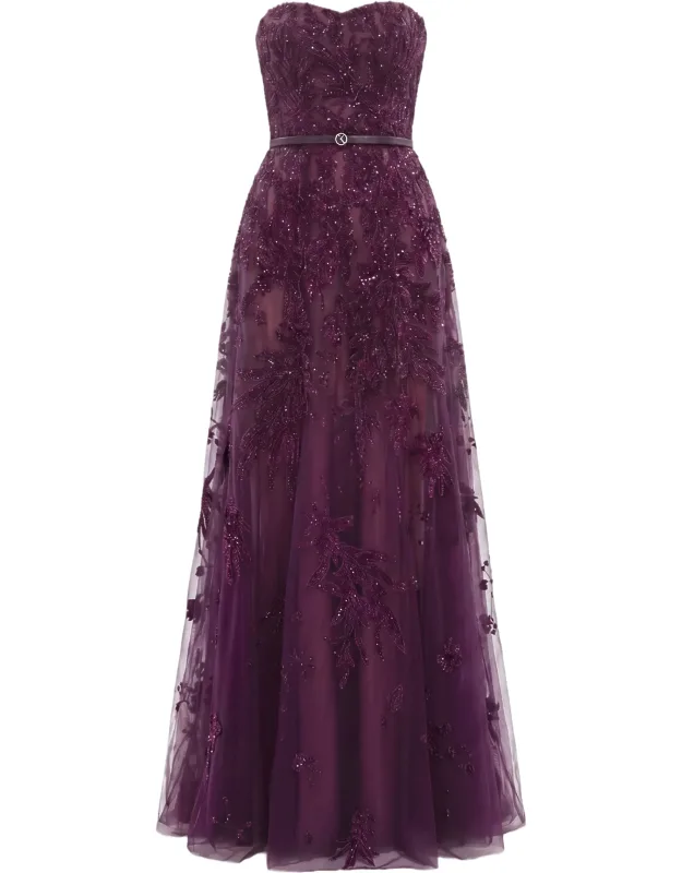 Embroidered Strapless Dress