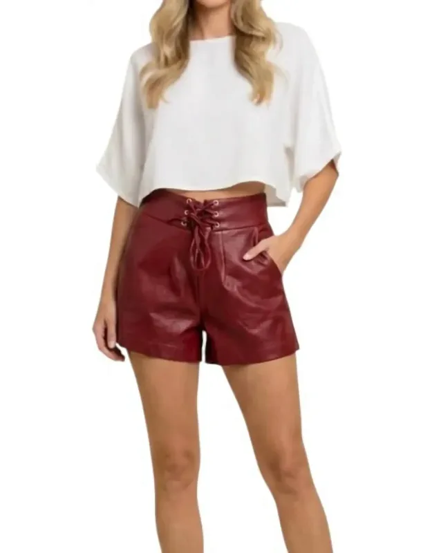 Lace-up Faux Leather Shorts