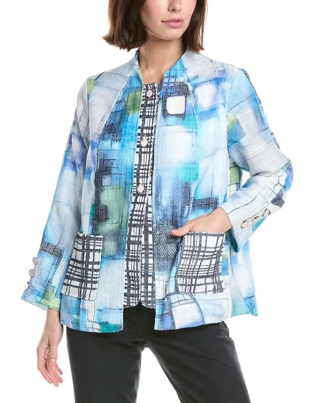 Print Blocked Blazer