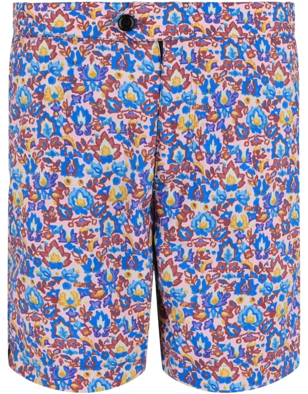 Incotex Mare Swim Trunks With Water Resistant Carrying Case And Floral Pattern