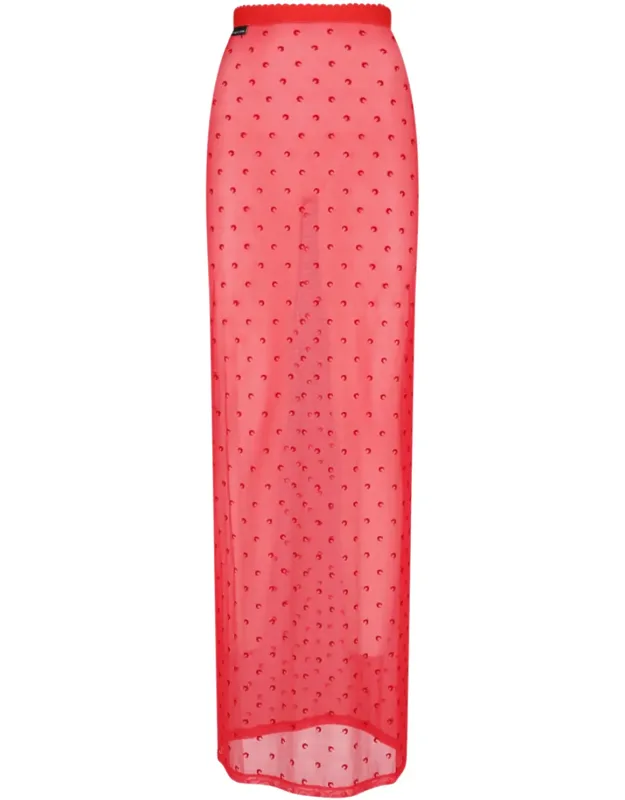 Moonogram Sheer Mesh Midi Skirt