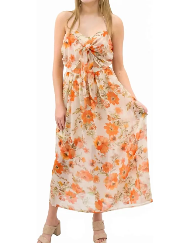 Floral Cutout Midi Dress