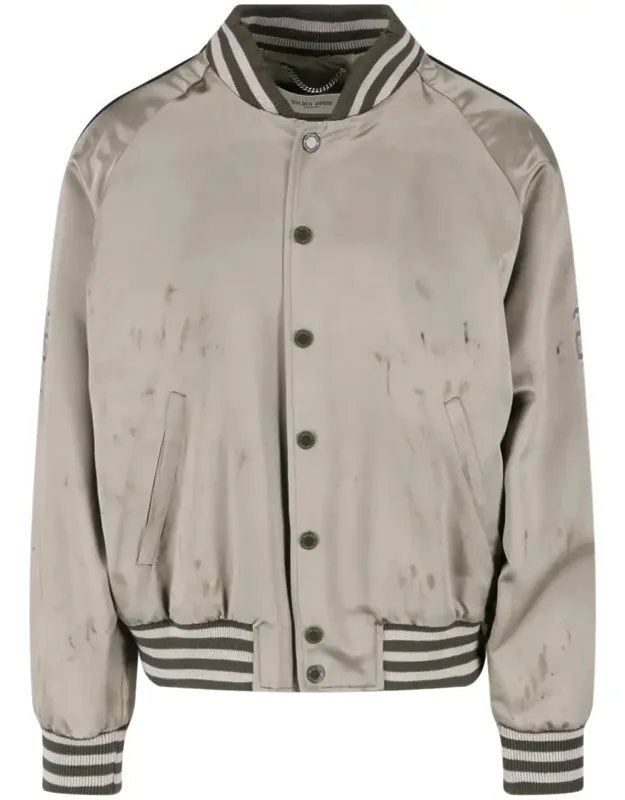 Button Closure Acetate Bomber Jacket