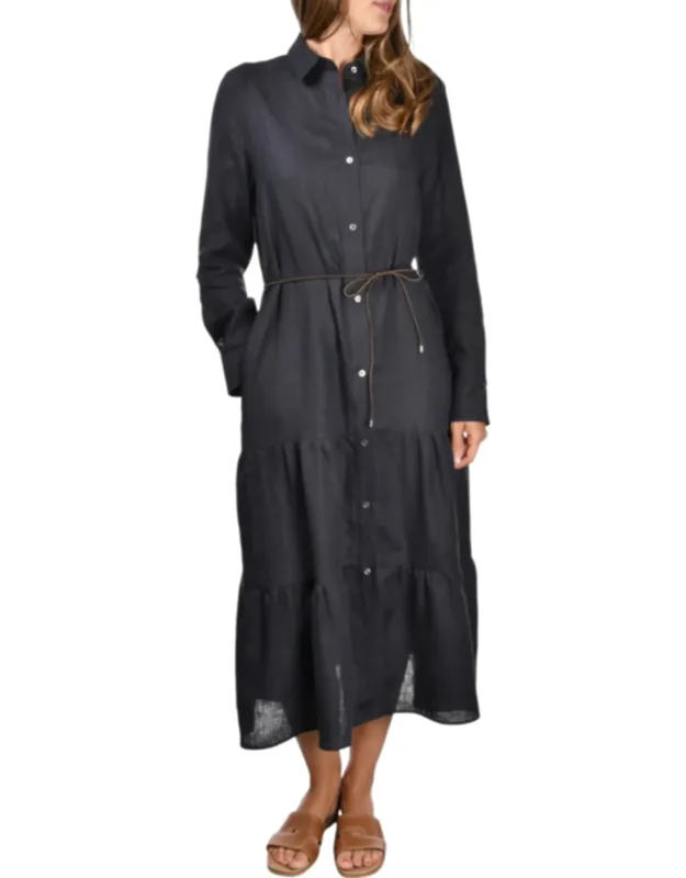 Tiered Skirt Linen Dress