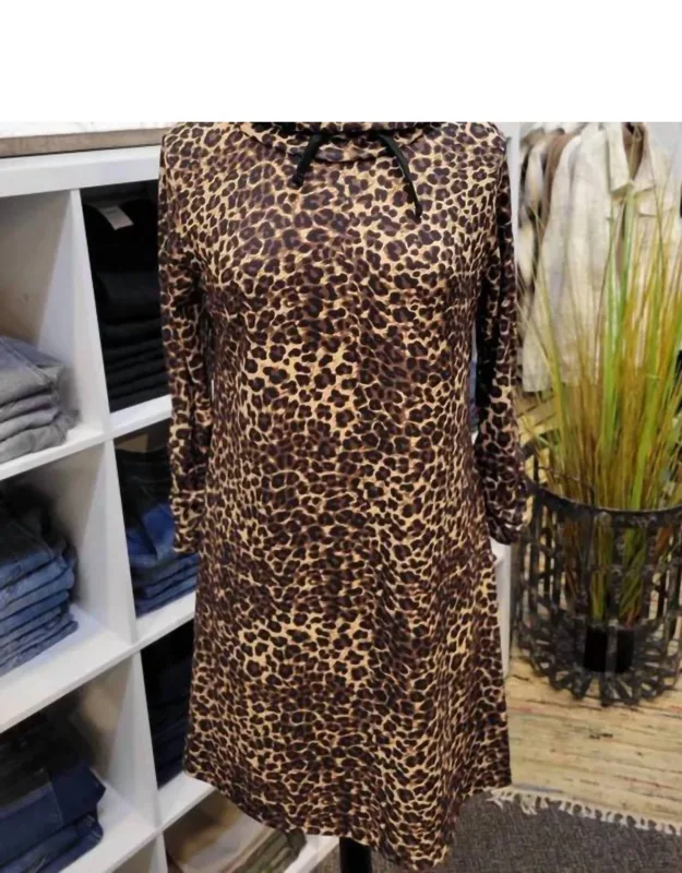 Cowl-neck Dress In Animal Print