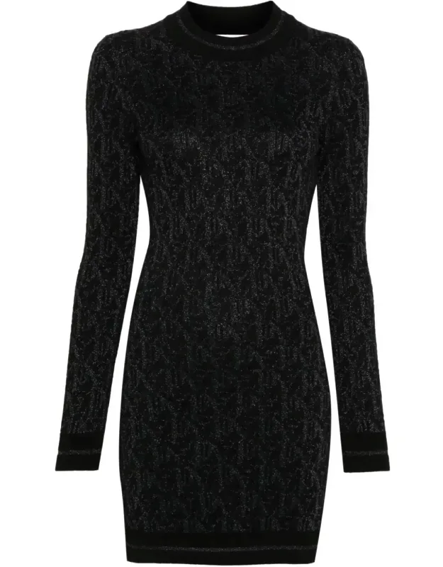 Monogram Jacquard Fitted Viscose Mini Dress