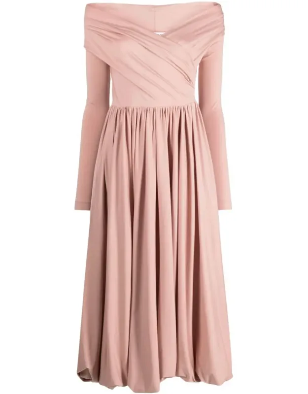 Off-the-shoulder Cotton Midi Dress