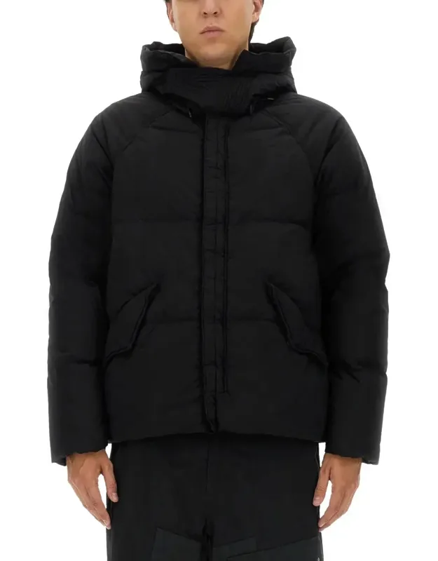 Puffer Down Jacket With High Collar And Hood