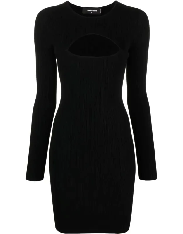 Ribbed Viscose Mini Dress
