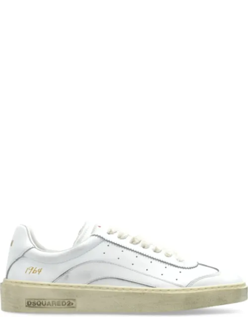 Leather Distressed Sole Gold Sneakers