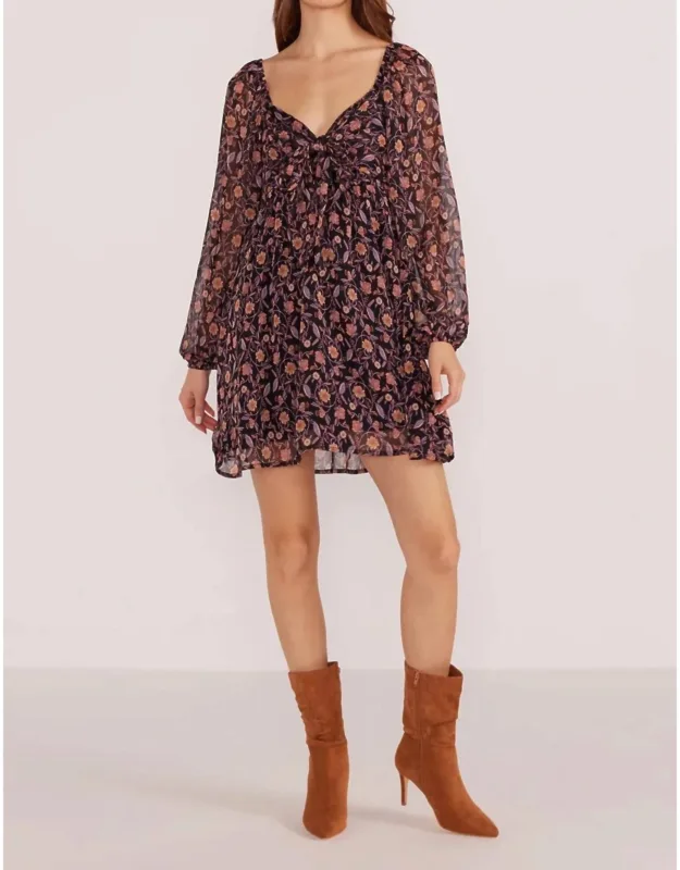 Babydoll Mini Dress In Ditsy Floral