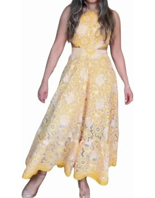 Embroidery Sleeveless Midi Dress